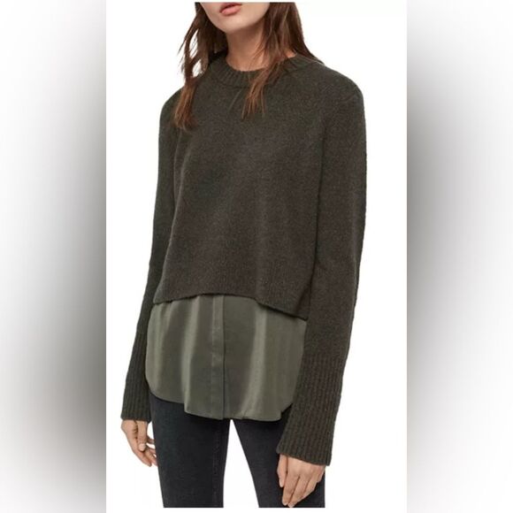 All Saints Tierney Layered-Look Wool Blend Jumper Sweater - Picture 1 of 10